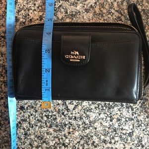 Coach cell phone Wallet/Wristlet in black leather